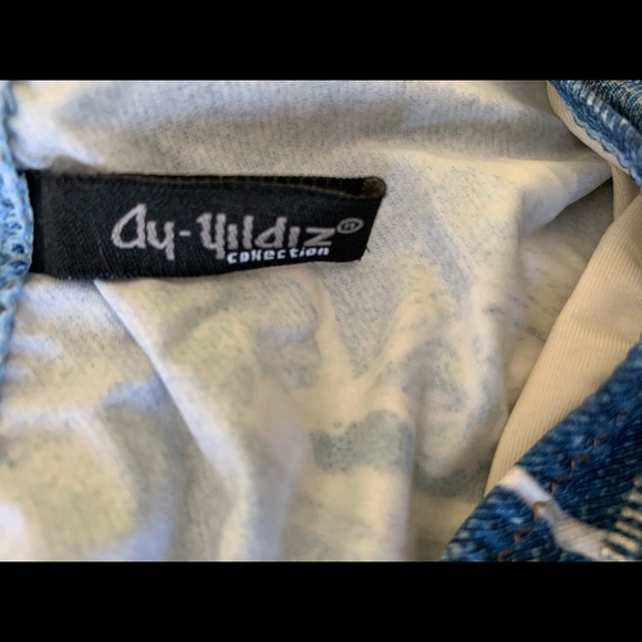 Beautiful bikini top braletta denim pattern multiple back straps metal eyelets - Picture 6 of 16